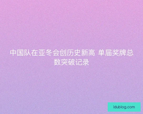 中国队在亚冬会创历史新高 单届奖牌总数突破记录